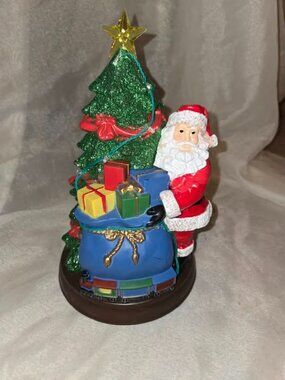 Christmas Scene LED and Musical Santa Tree Bag Train Gifts Hand Painted Works